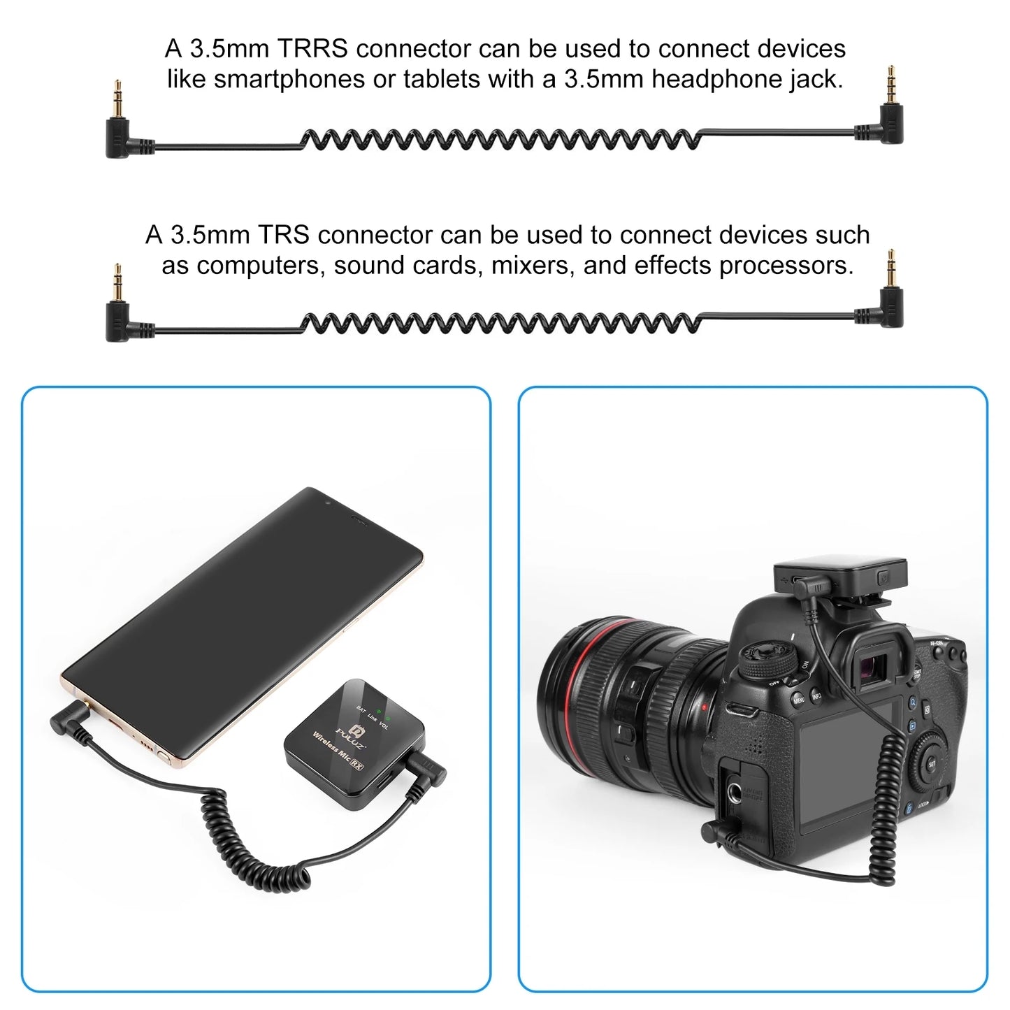 PULUZ Wireless Lavalier Microphone Live Broadcast YouTube Gaming Microphone For iphone/Android/3.5mm DSLR Camera Audio Recording