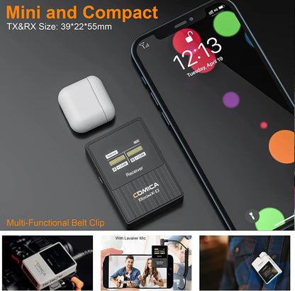 Comica BoomX-D 2.4G Wireless Microphone Dual-channel Lapel Microphone Condenser Lavalier Mic For PC Smartphone Camera Youtube