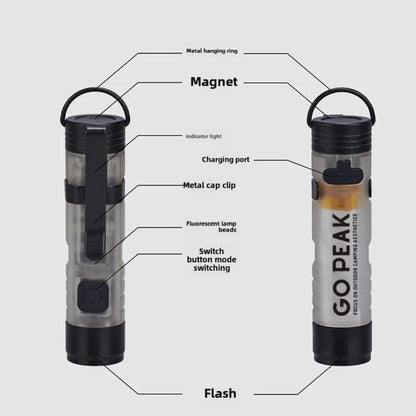 Strong Light Pocket Mini Flashlight Magnetic Hook Long Endurance Key Clip Light Rechargeable Cap Clip LED Flashlight Night