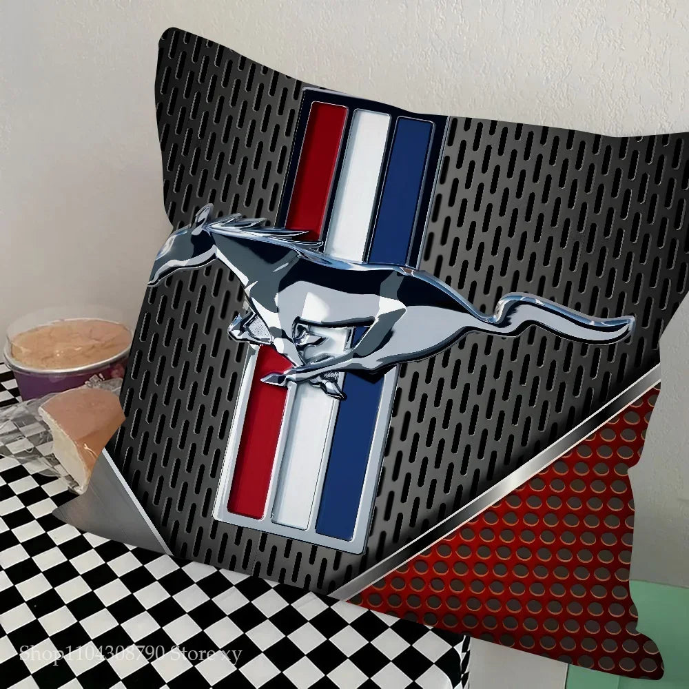 1pc Car Fashion F-Ford M-MustangS Logo  Pillow Bedroom Sofa Leisure Comfort Cushion Car Living Room Home Decoration