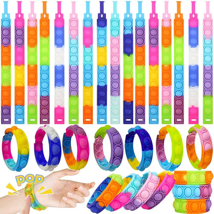 Colorful Silicone Bracelet Anxiety Sensory for Autism Adult Pops Bubble Simple Dimple Toy Fidget Anti Stress Relief Toys Game