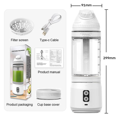 Portable Juicer Blender 700ML USB Rechargeable 6000mAh ice crusher Fresh juice Fruit Milkshake Smoothie for kitchen Outdoor