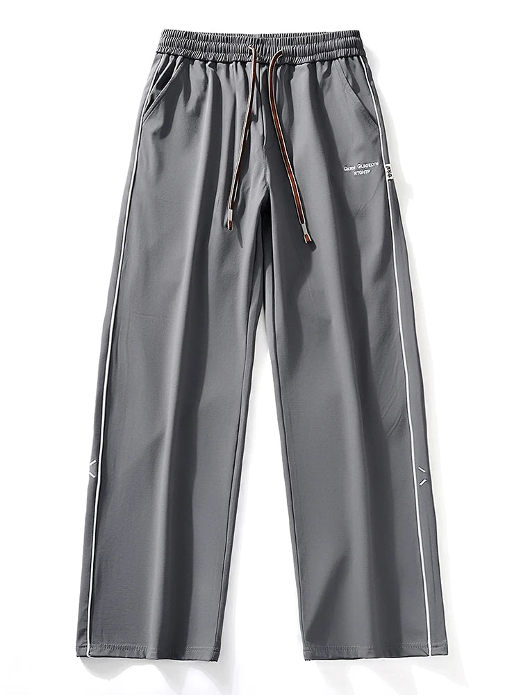 Summer Men's Sweatpants Wide Leg Straight Ice Silk Cooling Pants Big Size 8XL 7XL 6XL Sportswear Loose Fit Track Trousers