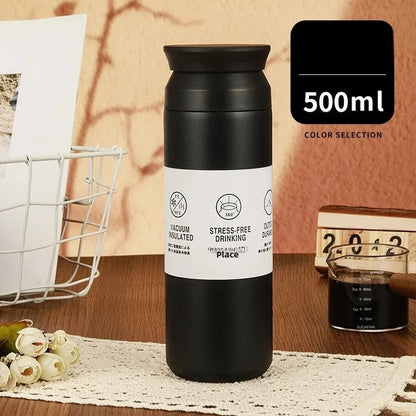 Portable Japanese Style 304 Stainless Steel Insulated Coffee Cup Spray Painted Element Cup Student Gift Car Use Thermos Mug