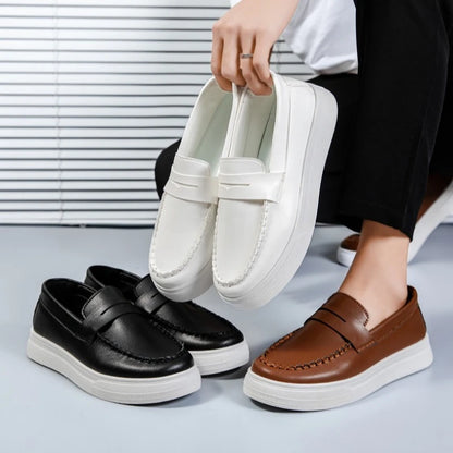 New breathable men's single shoes British style loafers fashionable casual leather shoes