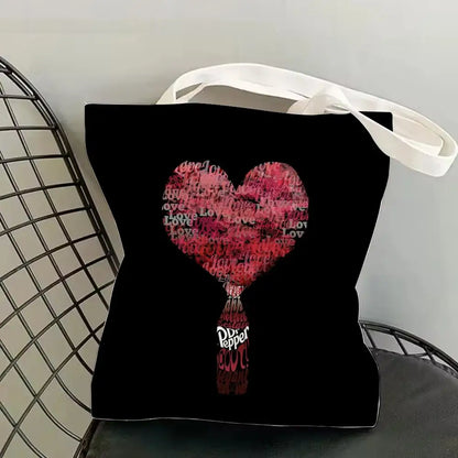 Classic Red Drink D-Dr P-PePper Storage Bags Canvas Double-Sided Print Fashion Shoulder Tote Shopping Bag Gift Eco Handbags