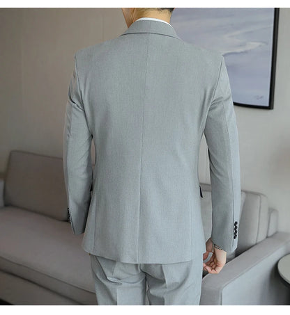 High-End Men's Wedding Suit 3-Piece Set Handsome Banquet Smart Casual Fashionable Three-Quarter Length Vest Trousers Four Season