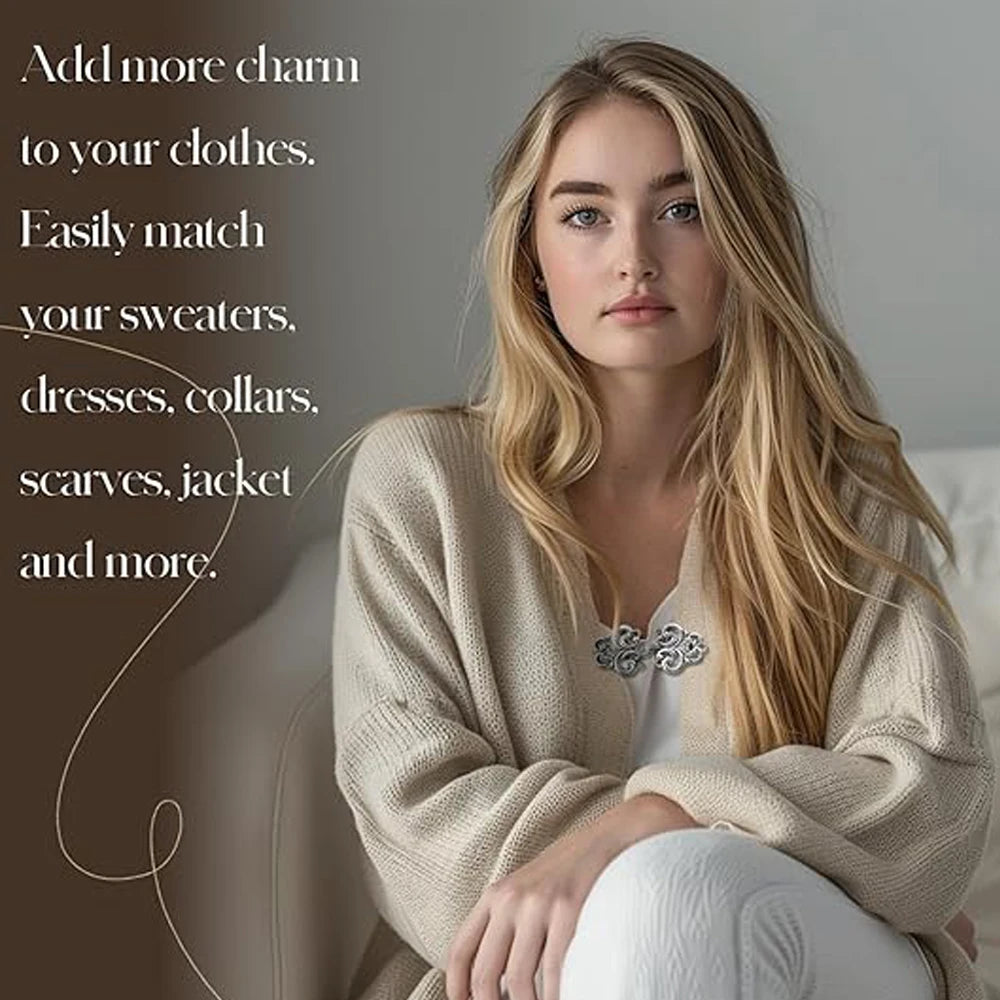4pcs Vintage Sweater Swirl Clip Cape Cloak Clips for Dress Retro Cardigan Clip Shawl Clasp Shirt Button Clip for Girl Women