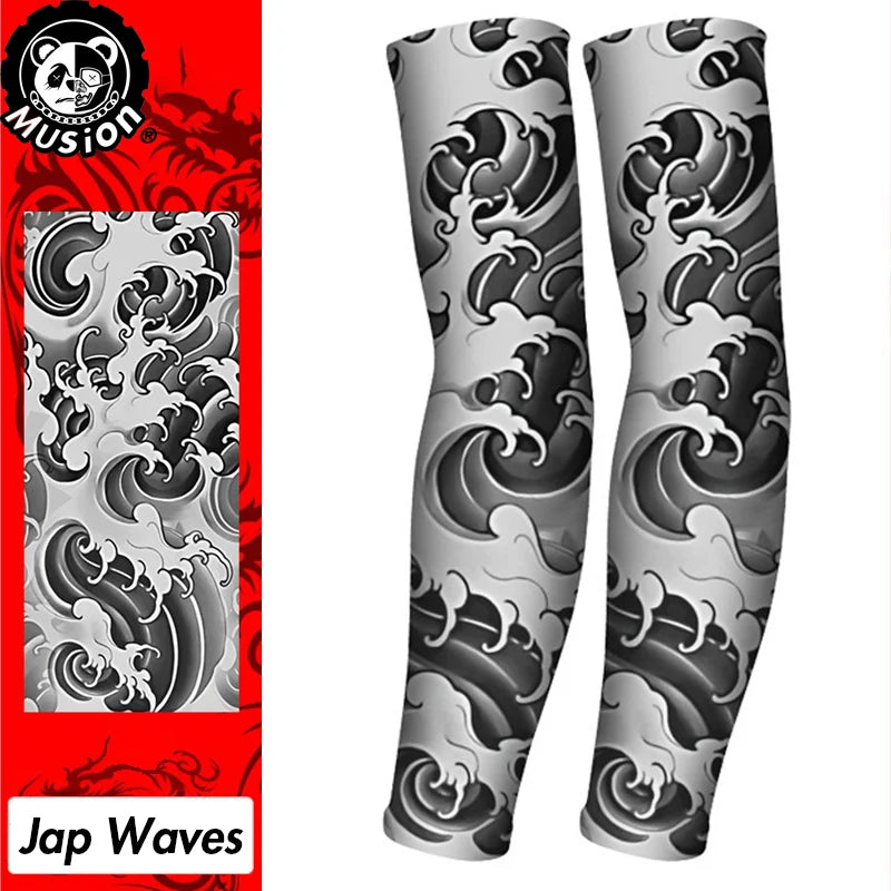 Musion New Seamless Tattoo Sleeves Anti UV Dust Hand Sock Arm Sleeves Fishing Motorcycle Bicycle Unisex Tattoo Sleeve Set A Pair