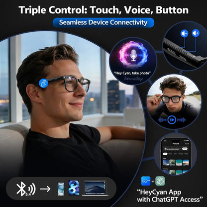 2026 New 8MP 4K Camera AI Glasses Men Photo&Video Caputure 16GB Memory 130+Translation Glasses Waterproof Smart Sunglasses Women