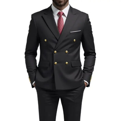 Custom Made Royal Blue Groom Tuxedo Lapel Double Breasted Men Suit Prom Wedding Party Men Suits Costume ( Jacket+Pants)