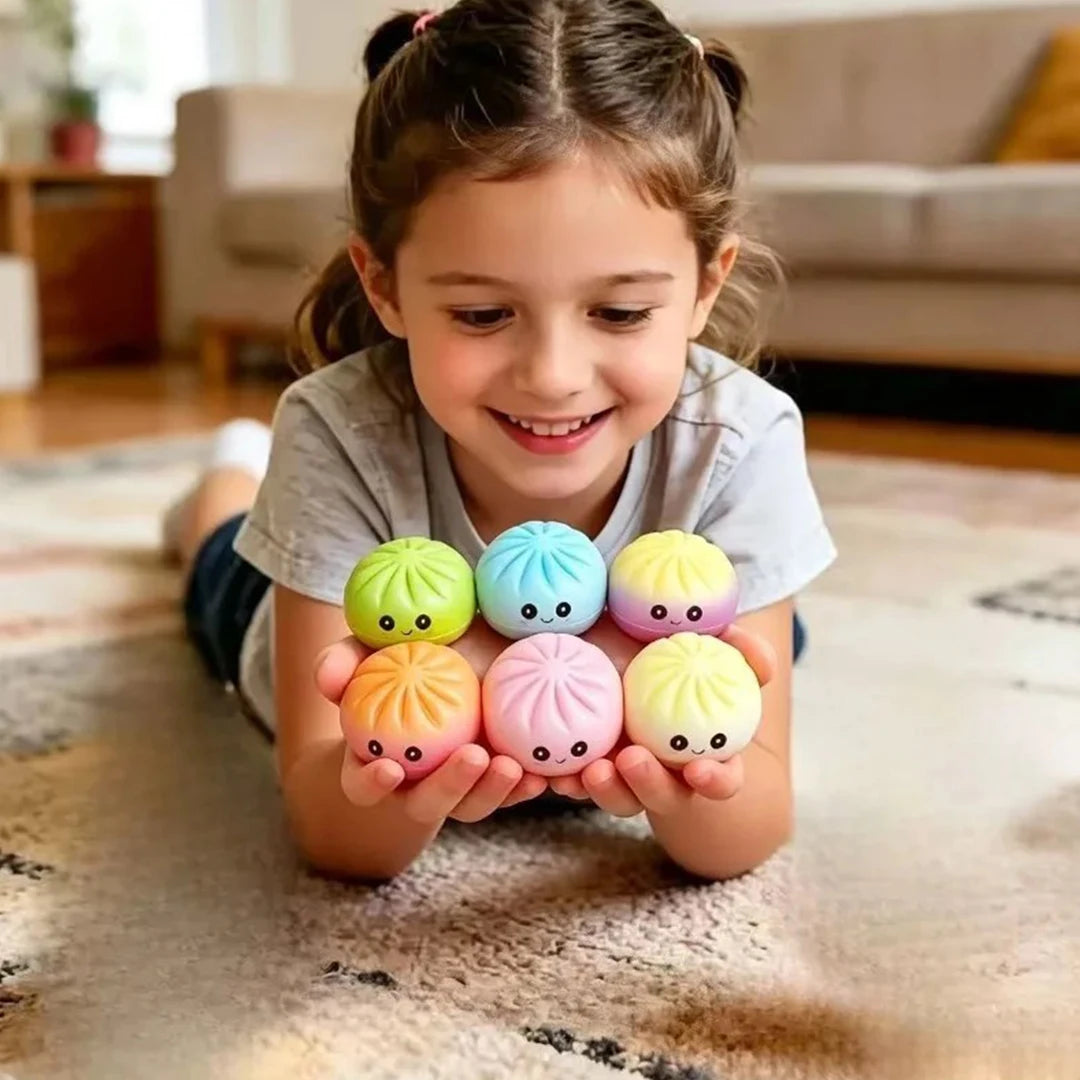 Dumpling Pressure Dumpling Squishies Cute Colorful Bun Toy Slow Rising Stress Relief Fidget Toy for Kids Adults Anti-Anxiety Gif