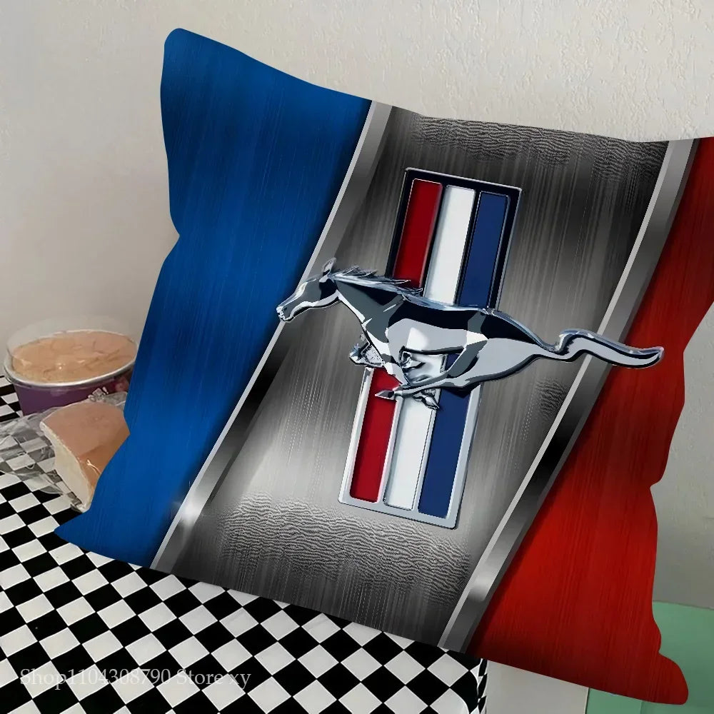 1pc Car Fashion F-Ford M-MustangS Logo  Pillow Bedroom Sofa Leisure Comfort Cushion Car Living Room Home Decoration
