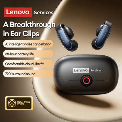 NEW Lenovo LES-108 Bone Conduction Earphones Open Ear Clip Wireless Earbuds Bluetooth 6.0 Sports Headphones with Mic Waterproof