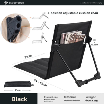Upgraded Outdoor Folding Beach Chair with Adjustable Backrest Cushioned Aluminum Alloy for Camping Lunch Break Recliner