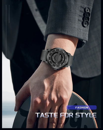 FOXBOX Watch Planet Design Fashion Floating Magnetic Pointer Free Ball Bearing Creative Simple Waterproof Quartz Watch for Men