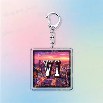 Classic Game Vice City Keychains for Accessories Bag Charm San Andreas Pc Games Lovers Keyring Jewelry Fans Gifts