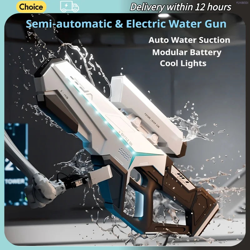 Electric LED Water Gun Automatic Water Suction Large-capacity Continuous Water Spray Summer Game Interaction Children's Gift