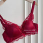 French Style Lace Satin Splice Bra Set Women Small Chest Gathered Lift Up Comfortable Soft Daily Underwear Lingerie Suit 32-38AB