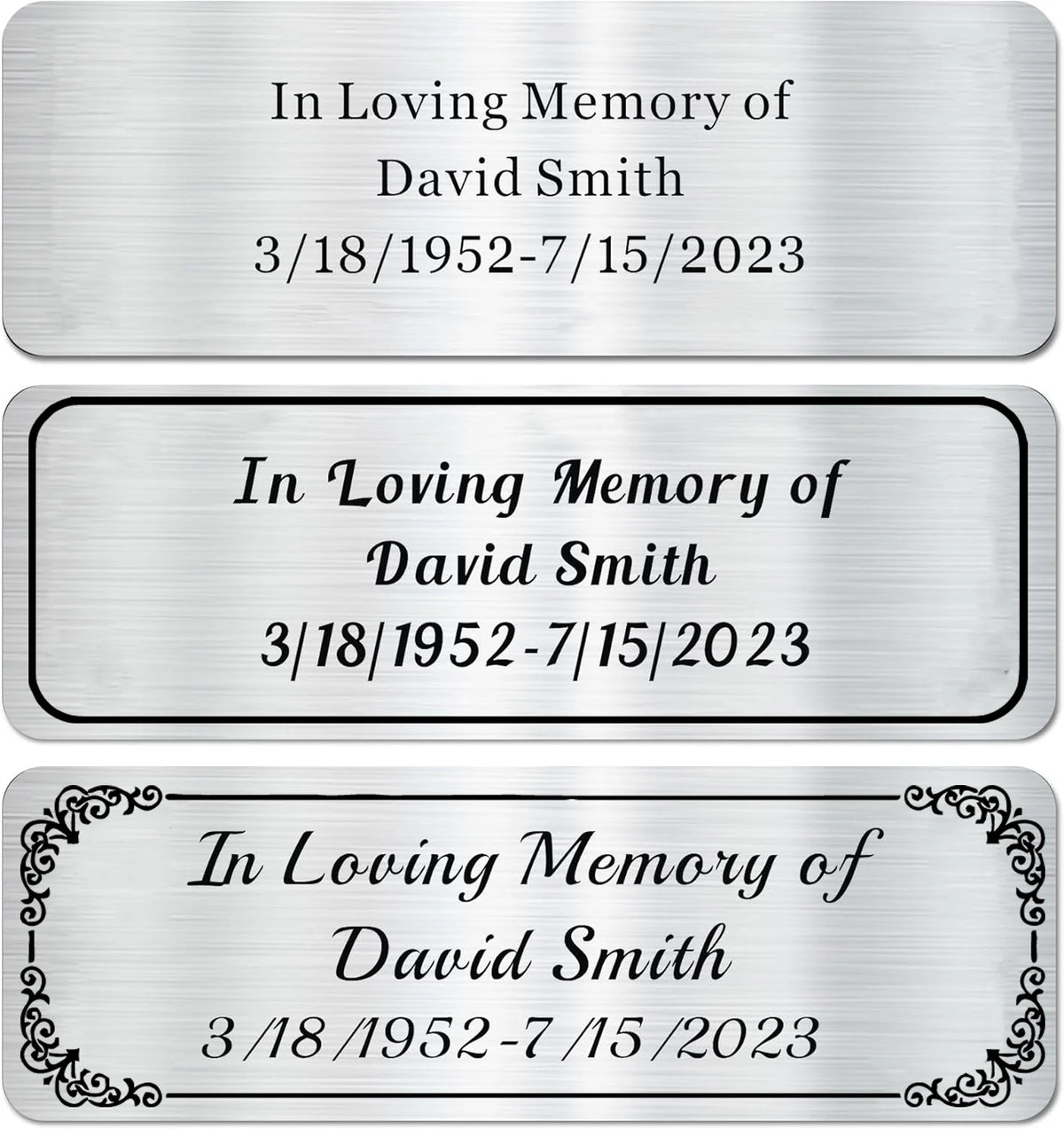Personalized stainless steel Engraved Name Plate Memorial Plaque 3" W x 1" H | Custom Text Engraving, Memorial Keepsake Design