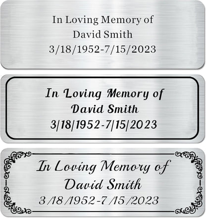 Personalized stainless steel Engraved Name Plate Memorial Plaque 3" W x 1" H | Custom Text Engraving, Memorial Keepsake Design