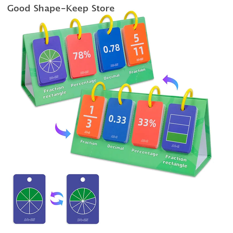 104PCS Educational Toys Decimal Fraction Percentage Conversion Cards Table Model Kids Thinking Cognition Training Aid