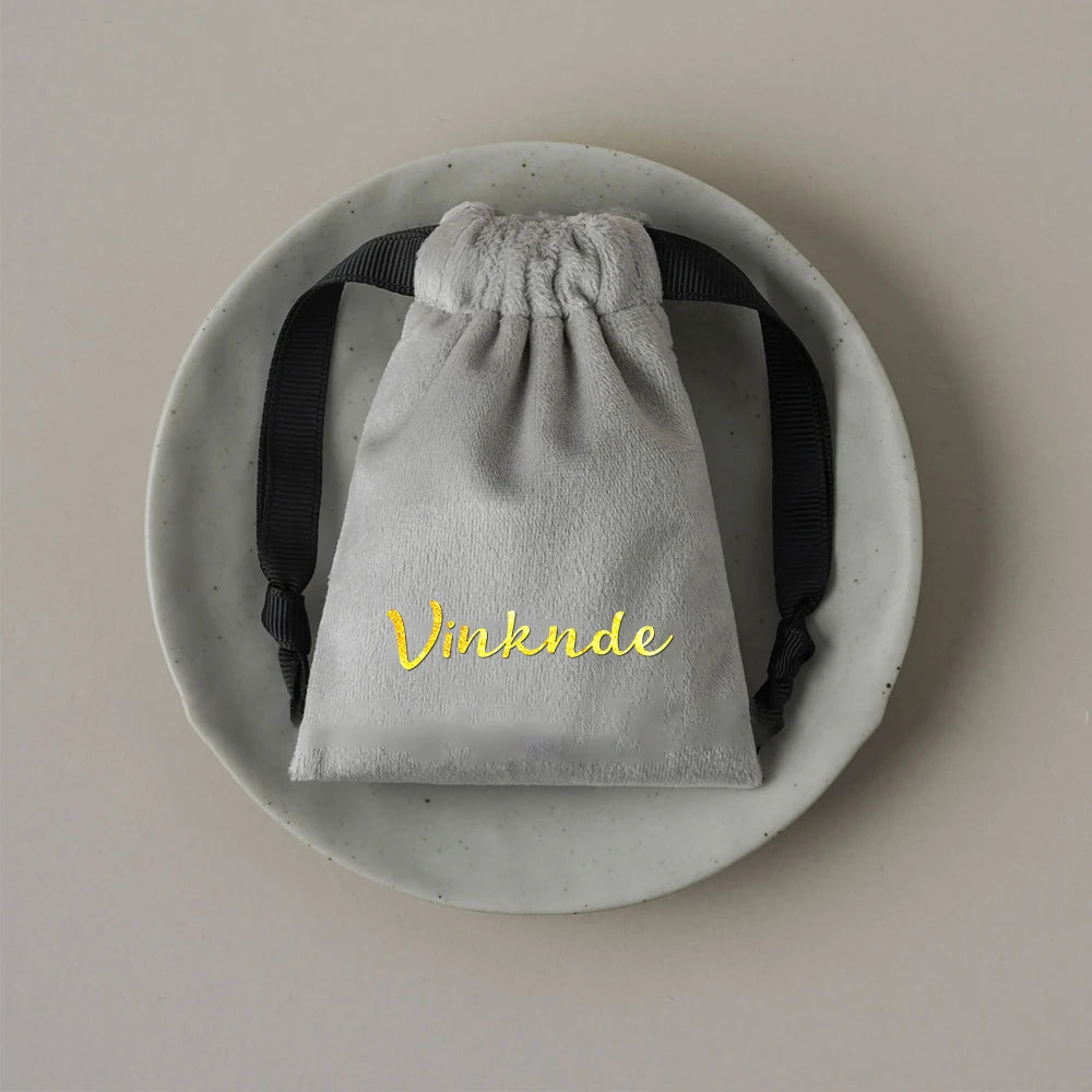 100pcs Custom Logo Jewelery Velvet Drawstring Bag Soft Champagne Velvet Suede Pouches Packaging for Wedding Party Gift Organizer
