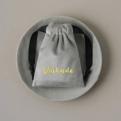 100pcs Custom Logo Jewelery Velvet Drawstring Bag Soft Champagne Velvet Suede Pouches Packaging for Wedding Party Gift Organizer
