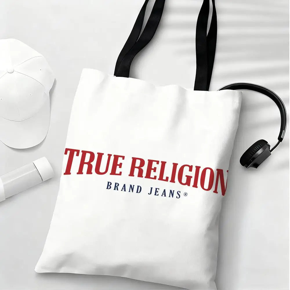 True Religion Storage Bags Lightweight Eco Friendly Fashionable Multi Purpose Large Capacity Canvas Shoulder Tote