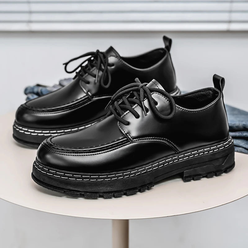 Men's Casual Loafers Black Fashionable Dress Shoes Elegant Formal Footwear Comfortable Slip-On Footgear