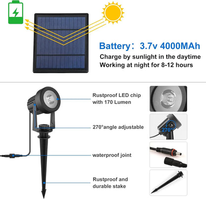 1/2/4/6 LEDS Solar Spotlight Outdoor Garden Wall Lamp for Tree Street Decor IP65 Waterproof LED Landscape Countyard Solar Light