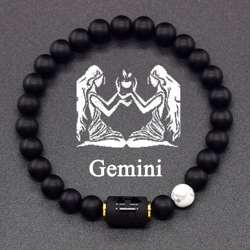 12 Zodiac Constellation Signs Bracelets for Men Women Real Natural Tiger Eye Stone Bead Bracelet Leo Taurus Charm Couple Jewelry