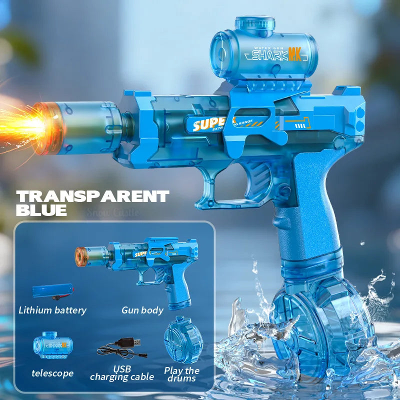 MK9 Pulse Children Electric Water Gun Automatic Water Absorption Induction Flash Light Spray Guns Summer Outdoor Toys for Kids