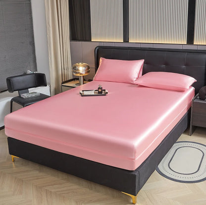 6-Sided Zipper Mattress Encasement Luxury Cooling Satin Dustproof Mattress Protector, Full All Around Deep Pocket Mattress Cover