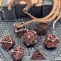 7 Pcs Cosplay D4-D20 DND Brass Gold Polyhedral Sharp Edge Casino Dice Rpg Table Board Game Tray Gem Stone Dragon Metal Steel Set