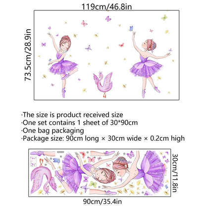 Ballet Girl Vinyl Child Wall Stickers For Baby Kids Room Decoration Adhesive Wallpaper Bedroom Accessories Room Decor Wall Art