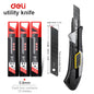 Pro Aluminum Cutter 18mm SK2 Black Blade Thick 0.6mm Rubber Grip Sharp Box Knife + 10pcs Blades Set Heavy Duty DIY Tool