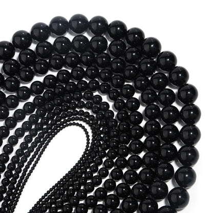 1 Strand Natural Stone Black Onyx Agate Round Loose Beads 2-20MM Pick Size For Crafts Making DIY Sewing clothing Accessories