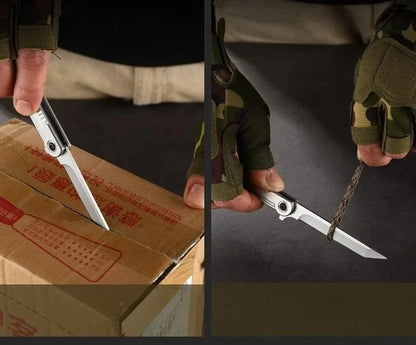 M390 Steel Feather Pattern Folding Knife Outdoor Camping Pocket Knife Portable Fruit Knife High Hardness Folding Knife