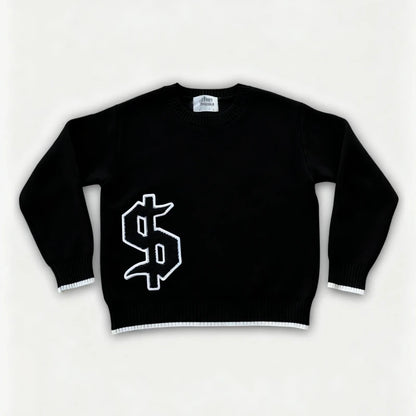 Round Neck Knitted Loose Pullover Oversized Men Full Sleeve Sweater Gothic Embroidery Daily Street Commute Y2k Outfits