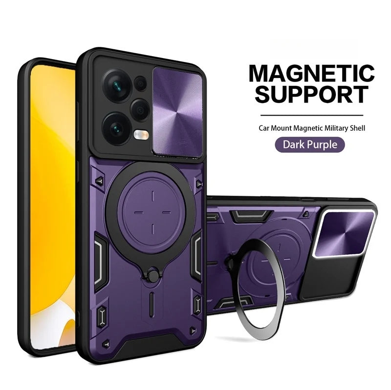 Armor Funda For Xiaomi Redmi Note 12 Pro 5G Case Slide Lens Protect Ring Stand Back Cover For Redmy Note12Pro Plus 12Pro 12S 12C