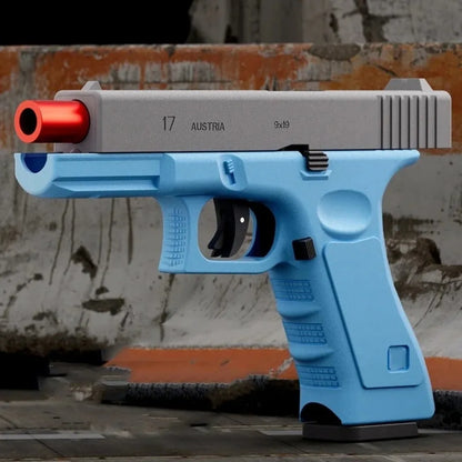 Shell Throwing G17 Automatic Shooting Soft Bullet Toy Gun with Blowback Outdoor Sports Shooting Game Christmas Gift for Children