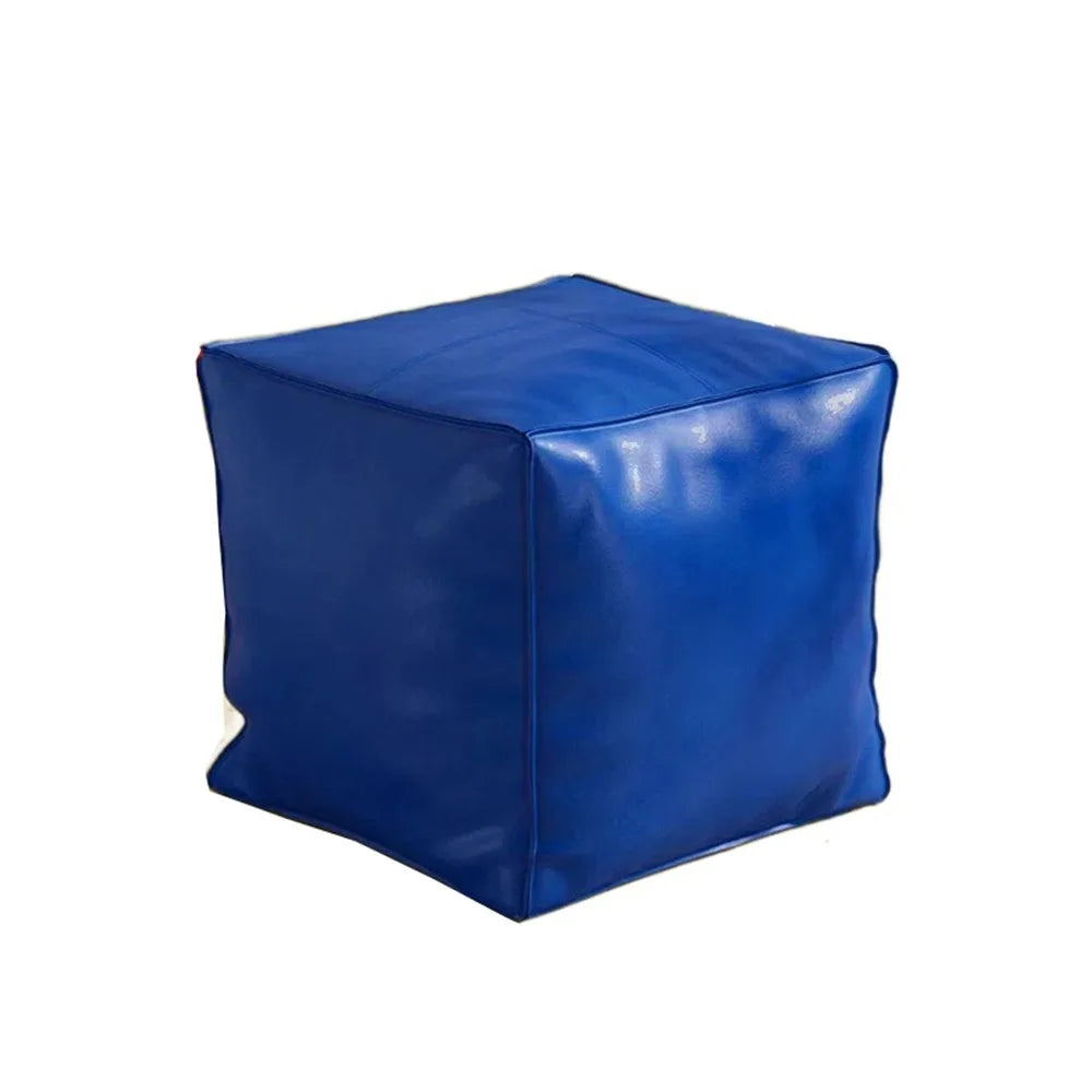 Light Luxury Non-Slip Storage Stool Large Capacity No Fillings PU Leather Ottoman Square Thicken Leather Pouf Balcony