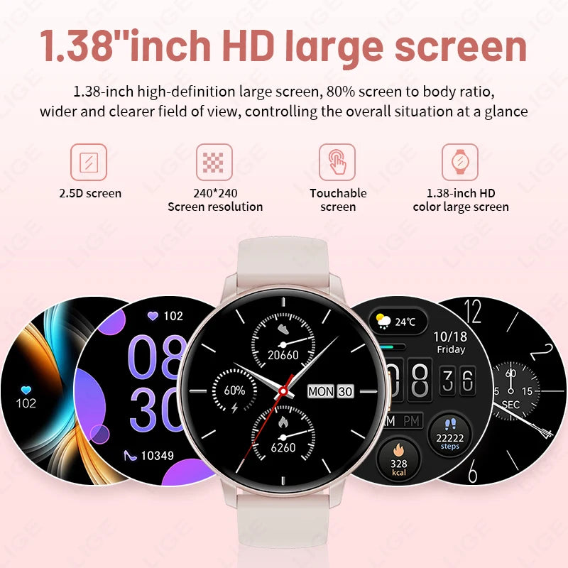 LIGE Fitness Tracker Smartwatch 2025 Heart Rate Monitor Voice Assistant Bluetooth Call IP67 Waterproof New Sports Smart Watches