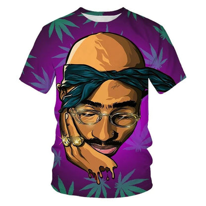 Summer fashion personality 3D printed hip-hop artist's cool trendy street rock T-shirt