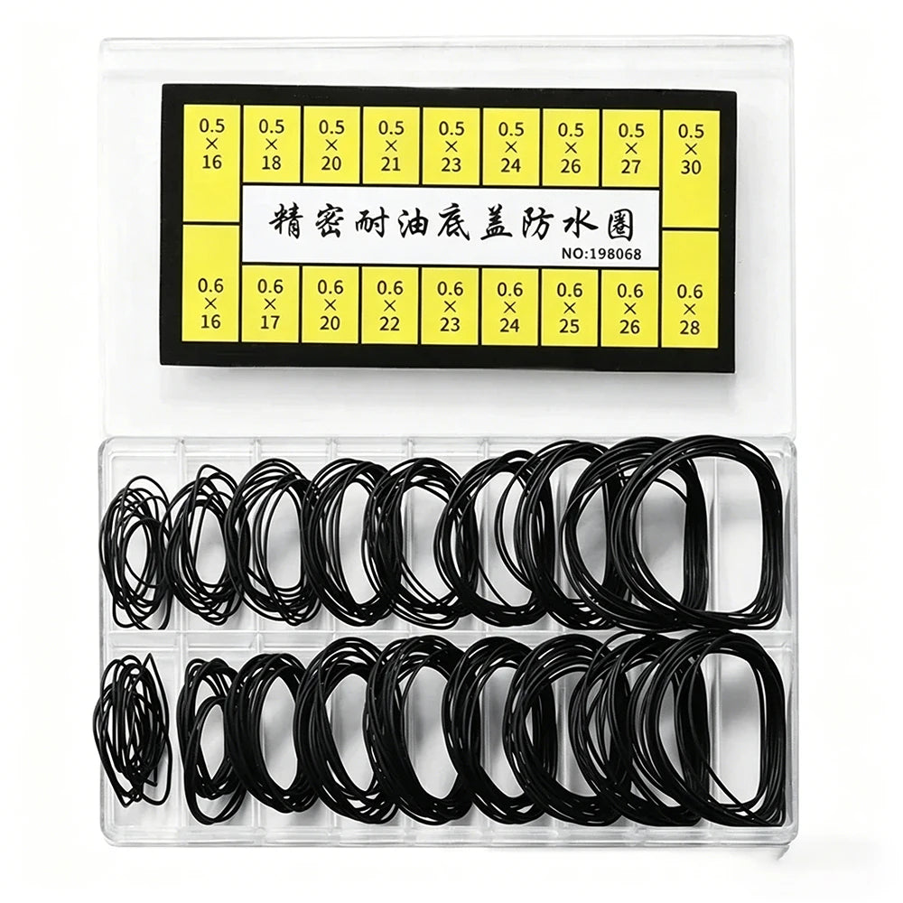200Pcs Waterproof Watchmaker O-Ring Gaskets Thickness Seals Repair Tools Rubber Watch Back Case Crown with Grease Seal Lubricant