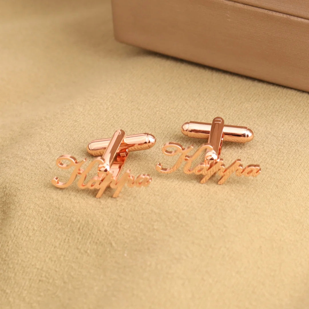 Trendy Customized Name Logo Cufflinks for Men Shirt Cuff Buttons Wedding Jewelry Personalized Gift