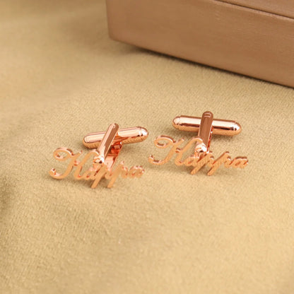 Trendy Customized Name Logo Cufflinks for Men Shirt Cuff Buttons Wedding Jewelry Personalized Gift