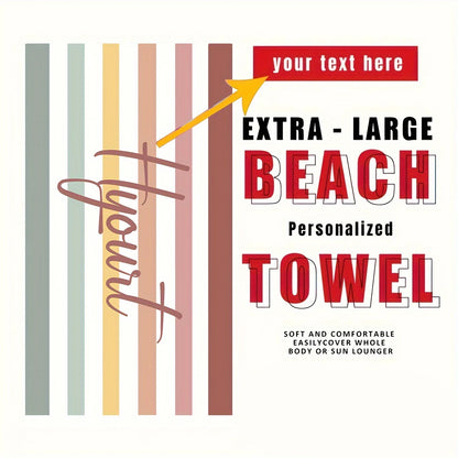 Personalized Striped Beach Towel Custom Name/Logo Microfiber Towel Thin Quick Dry Absorbent for Beach Swimming Yoga Bath Sports