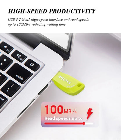 USB 3.2 Sandisk CZ410 USB Flash Drive 32GB 64GB 128GB High Speed Pen Drive Yellow Memory Stick Original pendrive Mini U Disk